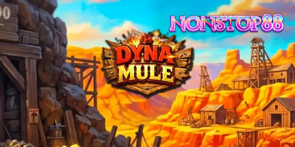 Tampilan visual slot Dyna Mule dengan tema tambang dan mekanik Wild yang bergerak